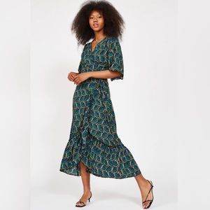 NWT Printed Maxi Wrap Dress - Fits like Large